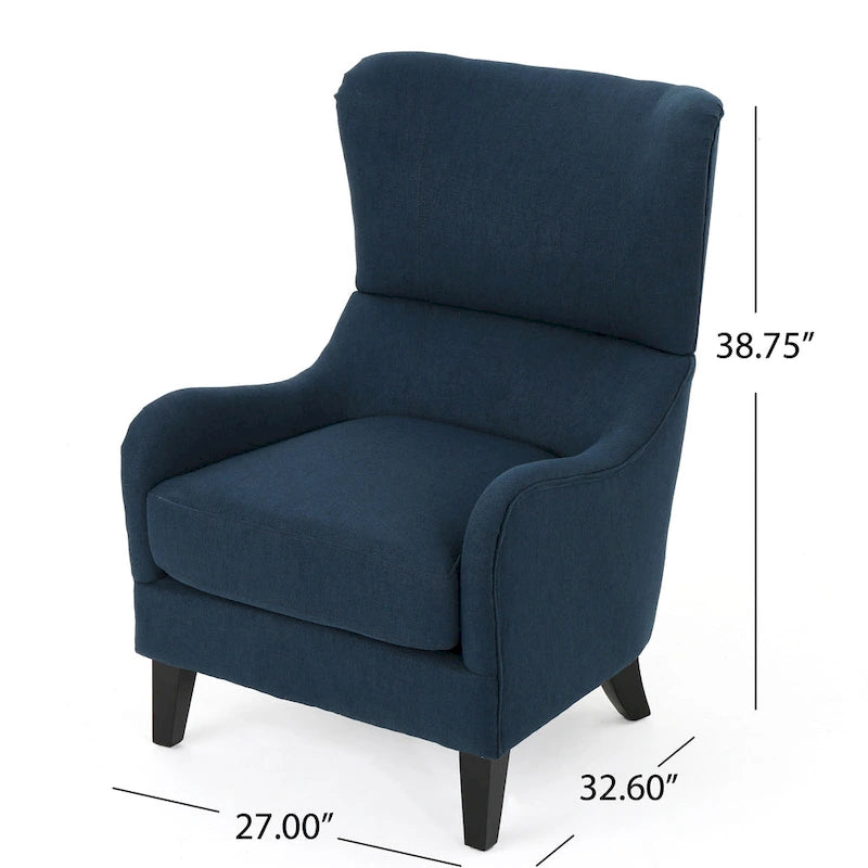 Marineblauer 27er-Akzentsessel mit hoher Rückenlehne und Flügeln