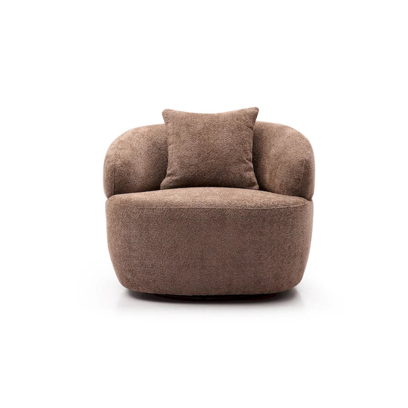 Poltrona girevole a botte marrone 34.6 con struttura in legno massello