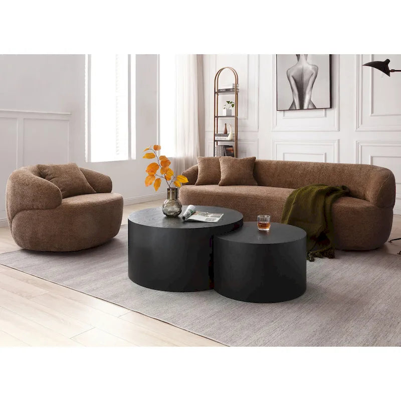 Poltrona girevole a botte marrone 34.6 con struttura in legno massello