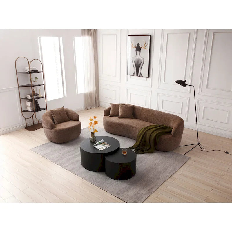Poltrona girevole a botte marrone 34.6 con struttura in legno massello