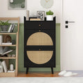 Rattan, 2-türiger 1-schubladen-Schrank, Schuhregal, doppelte Ebene, geeignet für den Eingangsbereich