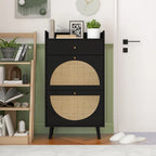 Rattan, 2-türiger 1-schubladen-Schrank, Schuhregal, doppelte Ebene, geeignet für den Eingangsbereich