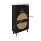 Rattan, 2-türiger 1-schubladen-Schrank, Schuhregal, doppelte Ebene, geeignet für den Eingangsbereich
