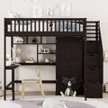Lit mezzanine nordique créatif en bois avec bibliothèque, tiroirs, bureau et armoire de rangement pour enfants, adolescents et adultes