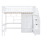 Lit mezzanine nordique créatif en bois avec bibliothèque, tiroirs, bureau et armoire de rangement pour enfants, adolescents et adultes