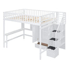 Lit mezzanine nordique créatif en bois avec bibliothèque, tiroirs, bureau et armoire de rangement pour enfants, adolescents et adultes