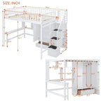 Lit mezzanine nordique créatif en bois avec bibliothèque, tiroirs, bureau et armoire de rangement pour enfants, adolescents et adultes