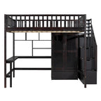 Lit mezzanine nordique créatif en bois avec bibliothèque, tiroirs, bureau et armoire de rangement pour enfants, adolescents et adultes