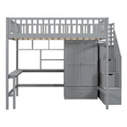 Lit mezzanine nordique créatif en bois avec bibliothèque, tiroirs, bureau et armoire de rangement pour enfants, adolescents et adultes