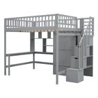 Lit mezzanine nordique créatif en bois avec bibliothèque, tiroirs, bureau et armoire de rangement pour enfants, adolescents et adultes