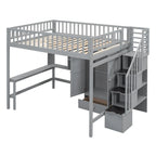 Lit mezzanine nordique créatif en bois avec bibliothèque, tiroirs, bureau et armoire de rangement pour enfants, adolescents et adultes