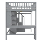 Lit mezzanine nordique créatif en bois avec bibliothèque, tiroirs, bureau et armoire de rangement pour enfants, adolescents et adultes