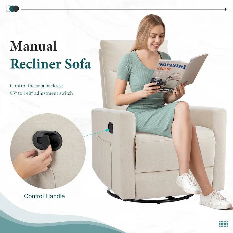 Χειροκίνητη πολυθρόνα relax με δυνατότητα περιστροφής και λίκνισης