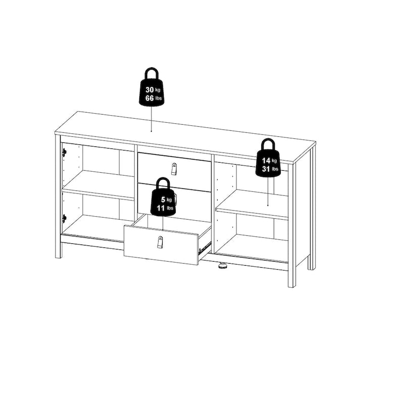 Sideboard mit 2 Türen und 3 Schubladen