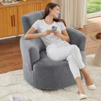 360° Drehstuhl, gepolsterter Barrel Chair mit verstellbarer Kopfstütze, drehbarer runder Sofasessel für das Wohnzimmer