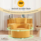 360° Drehstuhl, gepolsterter Barrel Chair mit verstellbarer Kopfstütze, drehbarer runder Sofasessel für das Wohnzimmer