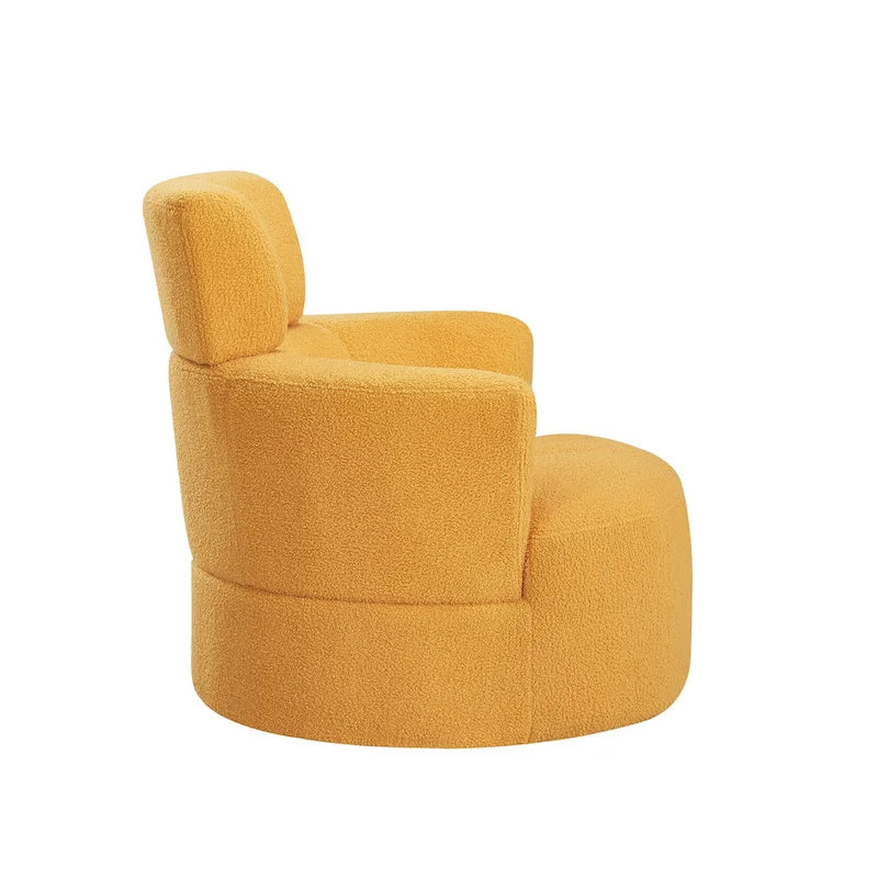 360° Drehstuhl, gepolsterter Barrel Chair mit verstellbarer Kopfstütze, drehbarer runder Sofasessel für das Wohnzimmer