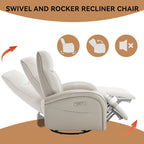 Fauteuil inclinable électrique en similicuir pivotant à 270°, avec fonction de bascule et de glisse, 2 poches latérales, ports USB et Type-C