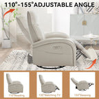 Fauteuil inclinable électrique en similicuir pivotant à 270°, avec fonction de bascule et de glisse, 2 poches latérales, ports USB et Type-C