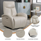 Fauteuil inclinable électrique en similicuir pivotant à 270°, avec fonction de bascule et de glisse, 2 poches latérales, ports USB et Type-C