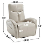 Fauteuil inclinable électrique en similicuir pivotant à 270°, avec fonction de bascule et de glisse, 2 poches latérales, ports USB et Type-C
