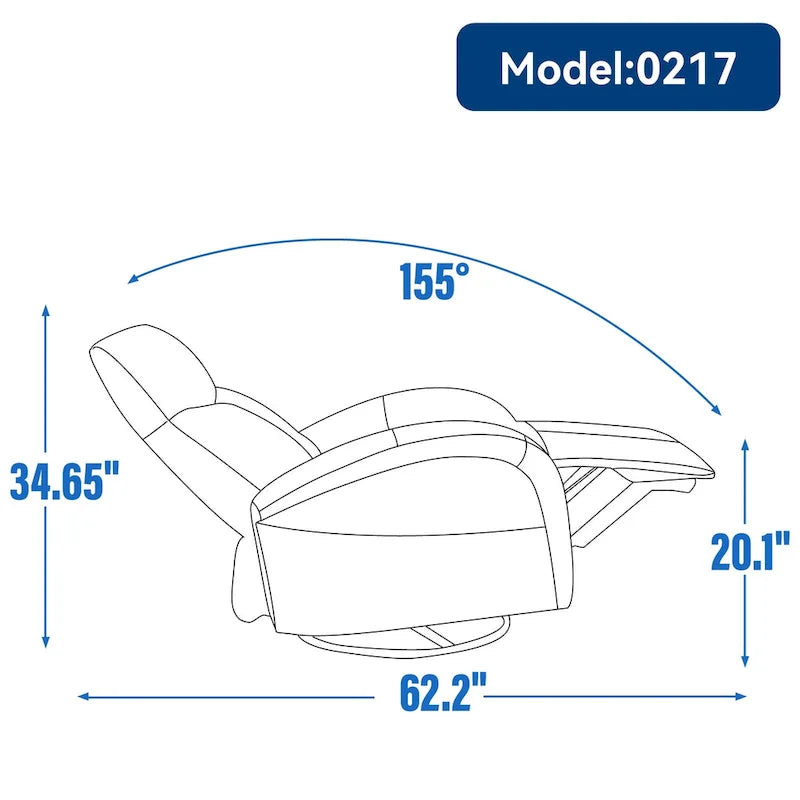 Fauteuil inclinable électrique en similicuir pivotant à 270°, avec fonction de bascule et de glisse, 2 poches latérales, ports USB et Type-C