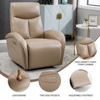 Fauteuil inclinable électrique en similicuir pivotant à 270°, avec fonction de bascule et de glisse, 2 poches latérales, ports USB et Type-C