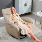 Fauteuil inclinable électrique en similicuir pivotant à 270°, avec fonction de bascule et de glisse, 2 poches latérales, ports USB et Type-C