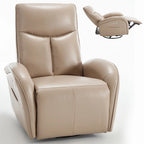 Fauteuil inclinable électrique en similicuir pivotant à 270°, avec fonction de bascule et de glisse, 2 poches latérales, ports USB et Type-C