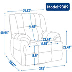 Green Oversized Manual Recliner with 360 Swivel and Rocking Feature, Fabric Upholstery for Living Room Comfort