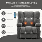Blauer Power-Aufstehsessel mit Wärmefunktion, Massage, USB-Ladefunktion, seitlicher Aufbewahrung und Fernbedienung