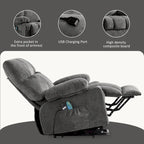 Blauer Power-Aufstehsessel mit Wärmefunktion, Massage, USB-Ladefunktion, seitlicher Aufbewahrung und Fernbedienung