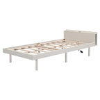 Plattformbett in Twin-Size mit gewaschener Oberfläche und integriertem USB-Anschluss