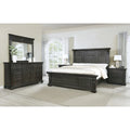 Roundhill Furniture Farson Distressed Dark Walnut Finish Wood Panel Bed, Dresser, Mirror, Two Nightstands
