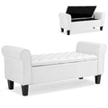Storage Ottoman Bench Leather Upholstered Ottoman with Arm