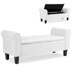Storage Ottoman Bench Leather Upholstered Ottoman with Arm