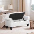 Storage Ottoman Bench Leather Upholstered Ottoman with Arm