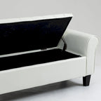 Storage Ottoman Bench Leather Upholstered Ottoman with Arm