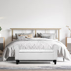 Storage Ottoman Bench Leather Upholstered Ottoman with Arm
