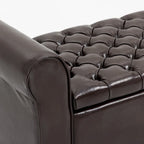 Storage Ottoman Bench Leather Upholstered Ottoman with Arm