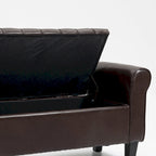 Storage Ottoman Bench Leather Upholstered Ottoman with Arm