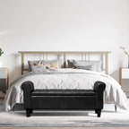 Storage Ottoman Bench Leather Upholstered Ottoman with Arm