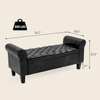 Storage Ottoman Bench Leather Upholstered Ottoman with Arm