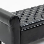 Storage Ottoman Bench Leather Upholstered Ottoman with Arm