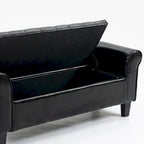 Storage Ottoman Bench Leather Upholstered Ottoman with Arm