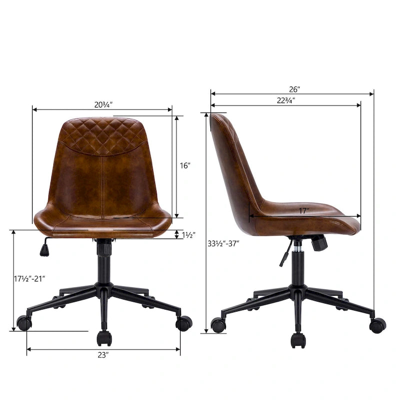 Gebogener Kunstleder-Bürostuhl mit Gasdruckfeder
