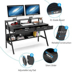 Escritorio para computadora con 2 cajones y estantes de almacenamiento, escritorio de oficina con soporte para monitor