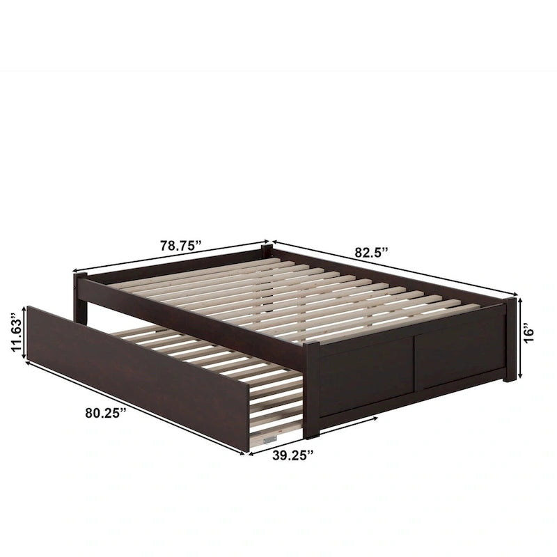 Letto a piattaforma in legno con letto estraibile Twin XL