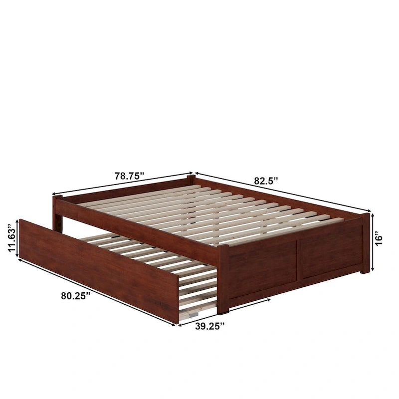 Letto a piattaforma in legno con letto estraibile Twin XL