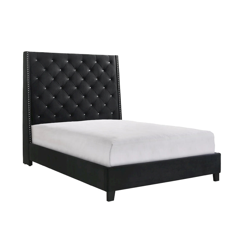 Lit capitonné noir